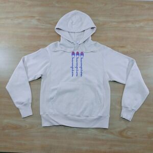 Champion Reverse Weave Hoodie Womens Size S Pink Triple Logo Graphic